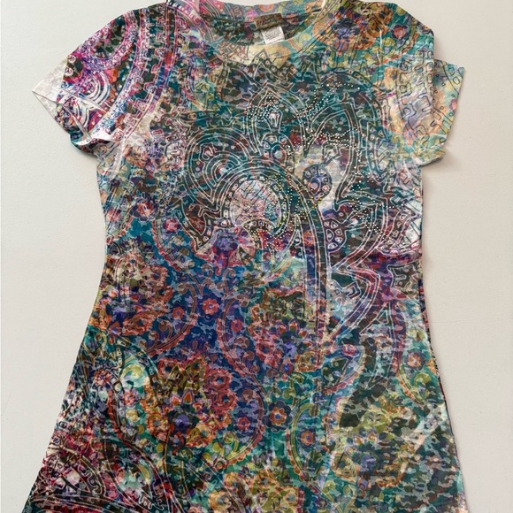 Daytrip Tops - Daytrip Green and Blue Fitted Graphic T-Shirt